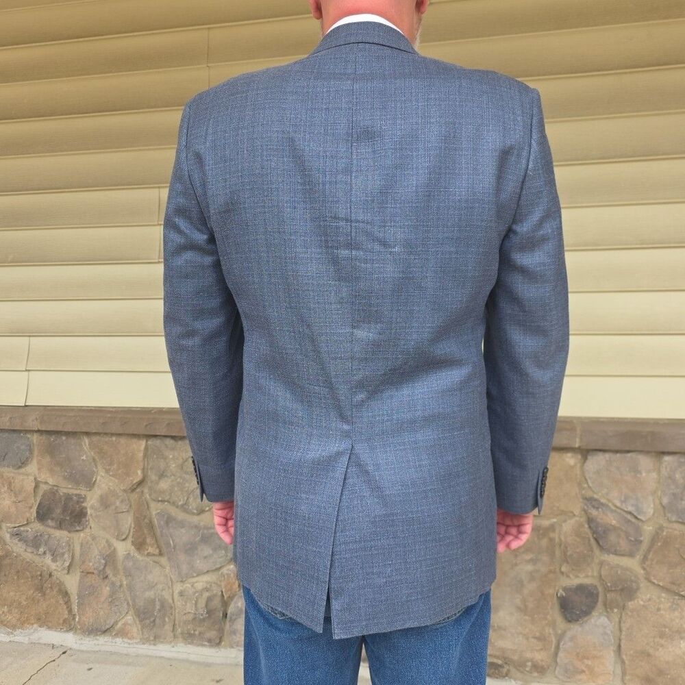 Lauren Ralph Lauren LRL Men's Wool & Silk 2-Button Blazer Blue Basketweave • 42L - Picture 3 of 13